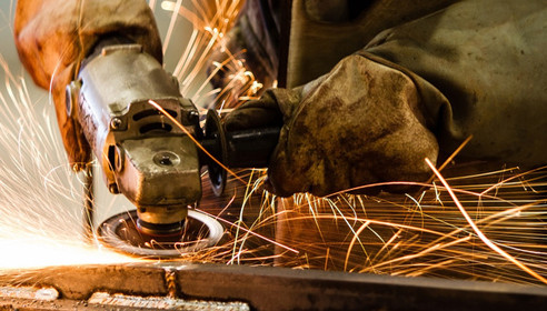 The use of an angle grinder